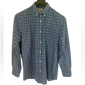 L.L. Bean Long Sleeve Button Up Shirt Cotton  Blue‎ Plaid Size Medium
